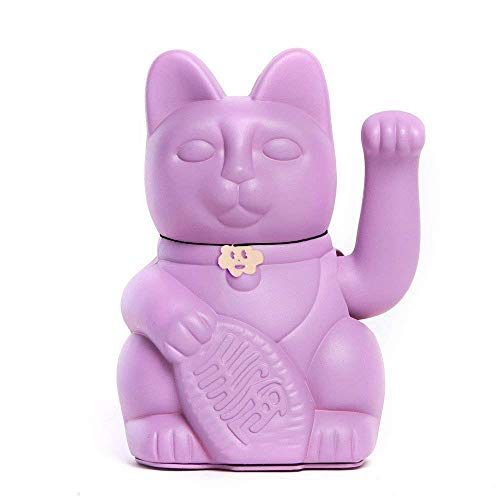 Gato de la Suerte chino. Lucky Cat. Maneki Neko. COLOR MALVA 10x6x15cm