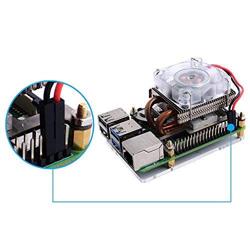 GeeekPi Raspberry Pi Low Profile CPU Cooler, Raspberry Pi Horizontal Ice Tower Cooler, Ventilador RGB con Raspberry Pi Disipador térmico para Raspberry Pi 4 Modelo B y Raspberry Pi 3B +/3B