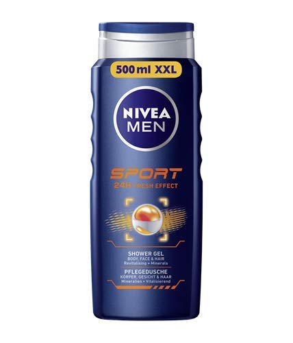 Gel de ducha Nivea Men para cuerpo, cara y cabello, botella deportiva, paquete de 3 (3 x 500 ml)