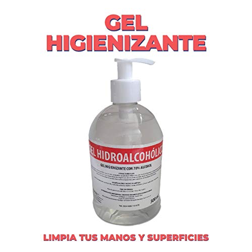 Gel Hidroalcohólico 500 ml con dosificador 70% Alcohol, Fabricado en España