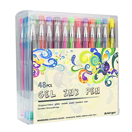 Gel Pen Set, ariel-gxr paquetes de 48 bolígrafos de gel con brillantina