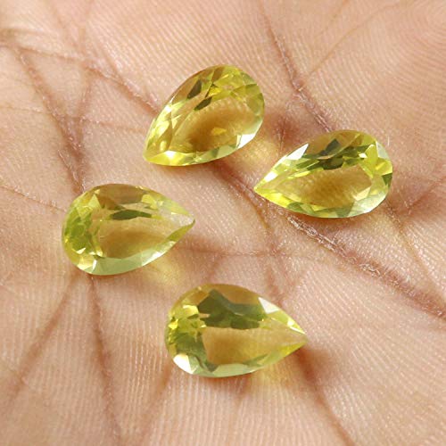 Gems&JewelsHub Cabujón natural de cuarzo limón 4 piezas lote al por mayor 12.6cts LBI10