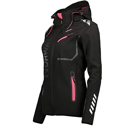 Geographical Norway REINE BELL - Chaqueta de invierno para mujer, forro polar con capucha para mujer, impermeable, manga larga, parka, Negro , M