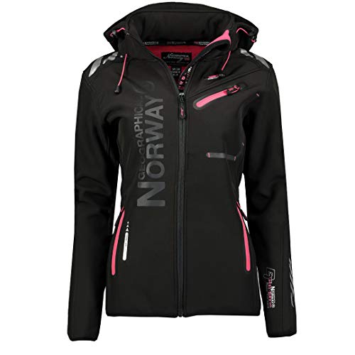 Geographical Norway REINE BELL - Chaqueta de invierno para mujer, forro polar con capucha para mujer, impermeable, manga larga, parka, Negro , M