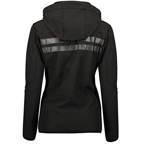 Geographical Norway REINE BELL - Chaqueta de invierno para mujer, forro polar con capucha para mujer, impermeable, manga larga, parka, Negro , XXL