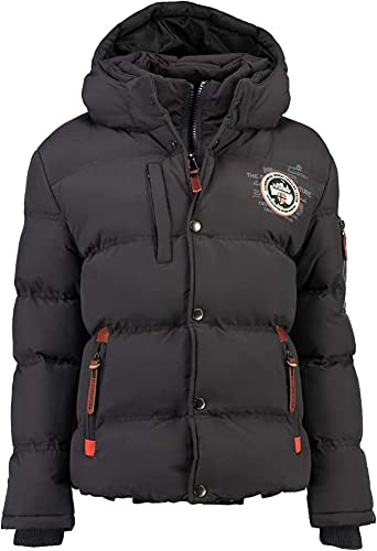 Geographical Norway VERVEINE BELL - Chaqueta de invierno, para hombre - chaqueta deportiva cortavientos - Parka/Abrigo con capucha - de manga larga, gris oscuro, M