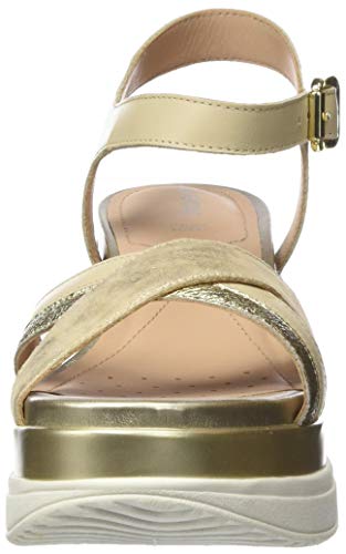 Geox D GARDENIA D Sandalias Con Plataforma Mujer, Beige (Sand/Lt Gold C5258), 39 EU