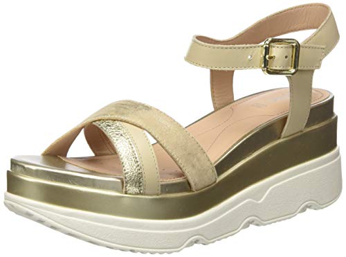 Geox D GARDENIA D Sandalias Con Plataforma Mujer, Beige (Sand/Lt Gold C5258), 39 EU