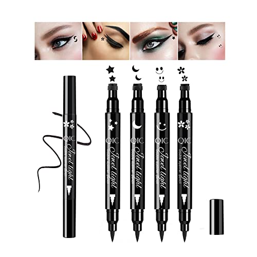 Getervb 4 Piezas Sello Delineador Ojos Waterproof Lapiz Ojos Liquido Negro Delineador Ojos Permanente Herramientas Maquillaje Regalo para Mujer