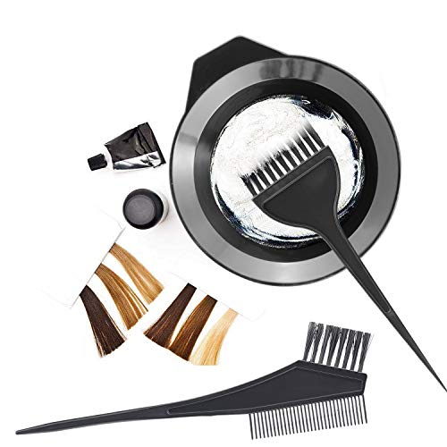 Gezimetie - Juego de 3 herramientas para colorear el cabello, para teñir el cabello, cepillo de doble cara, peine y cuenco