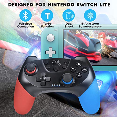 Gezimetie Mando para N-Switch, Mando Pro Controller Mando pc Inalambrico con Función Gyro Axis/Dual Shock y Turbo Compatible con N-Switch