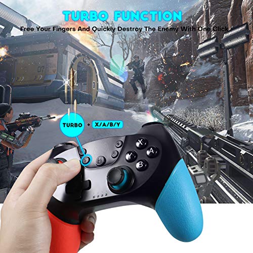 Gezimetie Mando para N-Switch, Mando Pro Controller Mando pc Inalambrico con Función Gyro Axis/Dual Shock y Turbo Compatible con N-Switch