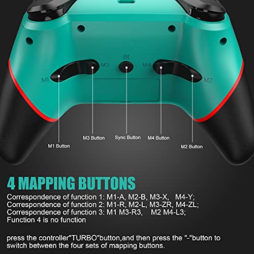 Gezimetie Mando para N-Switch/Switch Lite, Wireless Bluetooth pro Controller Controlador Inalámbrico con Botón Trasero, con Wake-Up Function/Turbo/Dual Shock/6-Axis Gyro