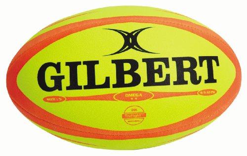 Gilbert Omega - Balón de rugby para hombre, tamaño 4, color fluoro