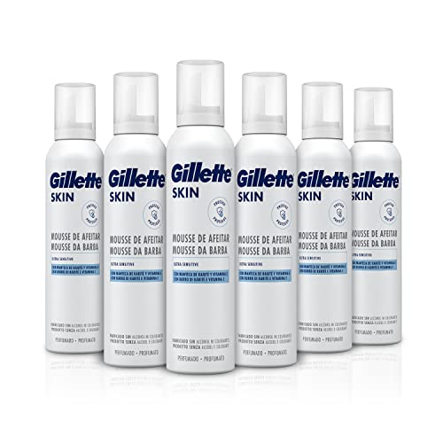 Gillette Skin Ultra Sensitive Espuma De Afeitar Para Maquinilla De Afeitar Para Hombre 240ml, Evita La Irritación Del Afeitado Con Una Espuma Vaporosa Y Calmante