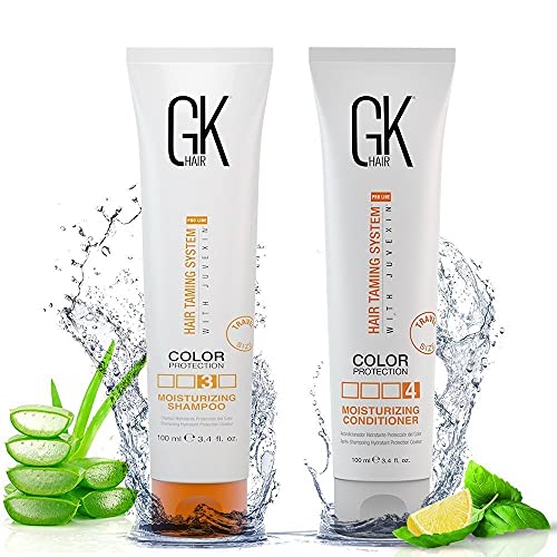 GK HAIR Global Keratin Moisturizing Shampoo & Conditioner Sets 100ml Para Daños Secos Tratados Con Color Rizado Frizzy Orgánico Sin sulfato de parabenos Uso diario después de una limpieza profunda