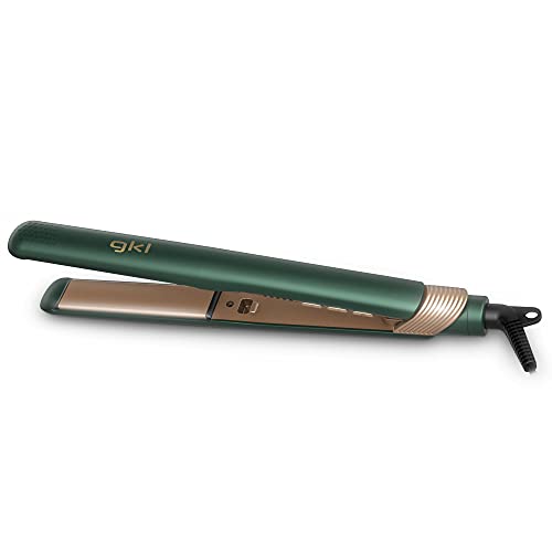 GKL - NATURE STYLER - Plancha de pelo profesional con tecnología iónica y 5 niveles de temperatura. Autoapagado y revestimiento especial de turmalina - 60W - Verde y Cobre