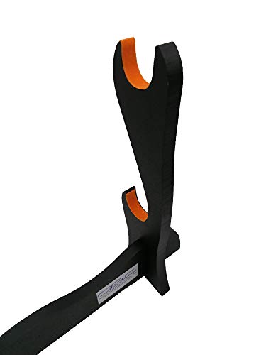 Glac Store® Expositor de pie de 2 plazas terciopelo naranja ante de mesa para Katana japonesa tipo Ultimo Samurai Kill Bill de madera y repuesto