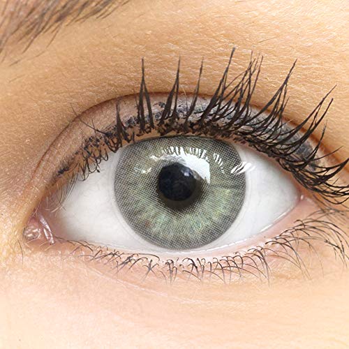 GLAMLENS lentillas de color -gris Mailand Grey + contenedor. 1 par (2 piezas) - 90 Días - Sin Graduación - 0.00 dioptrías - blandos - Lentes de contacto grises de hidrogel de silicona