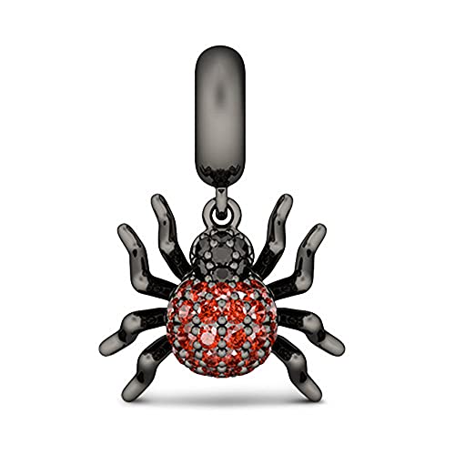 GNOCE Smart Spider Charms Colgante hecho de plata de ley 925 con granate y zirconia cúbica Animales Charms Fit Pulsera / Collar Joyería de moda Regalo para ella