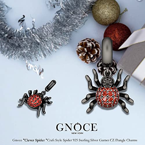 GNOCE Smart Spider Charms Colgante hecho de plata de ley 925 con granate y zirconia cúbica Animales Charms Fit Pulsera / Collar Joyería de moda Regalo para ella