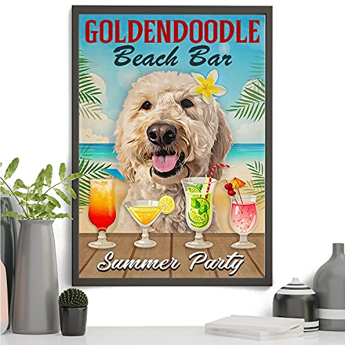 #Golden #retriever - Lienzo decorativo para pared, diseño de perro y playa, color dorado #retriever en la playa, póster de 32 x 48 pulgadas