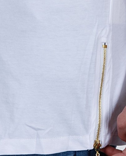 Golden Silver Boy - Camiseta de manga larga para hombre, diseño grande Color blanco (cremallera dorada). XL