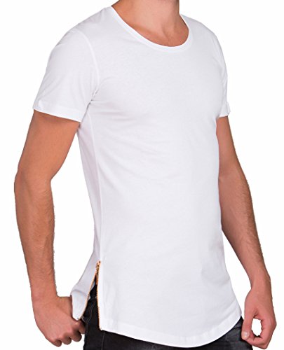 Golden Silver Boy - Camiseta de manga larga para hombre, diseño grande Color blanco (cremallera dorada). XL