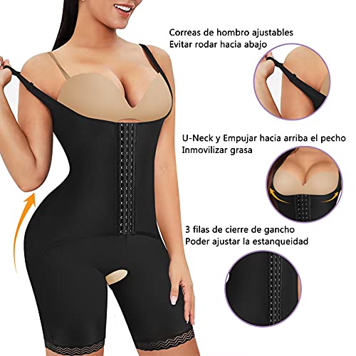 Gotoly Bodies Moldeadores para Mujer Faja Reductora Body Reductor Lencería Moldeadora Corsé Doble Control de Barriga Levanta Glúteos Entrenador de Cintura Abierto Shapewear (Negro, S)