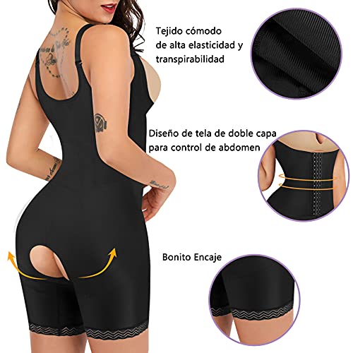 Gotoly Bodies Moldeadores para Mujer Faja Reductora Body Reductor Lencería Moldeadora Corsé Doble Control de Barriga Levanta Glúteos Entrenador de Cintura Abierto Shapewear (Negro, S)