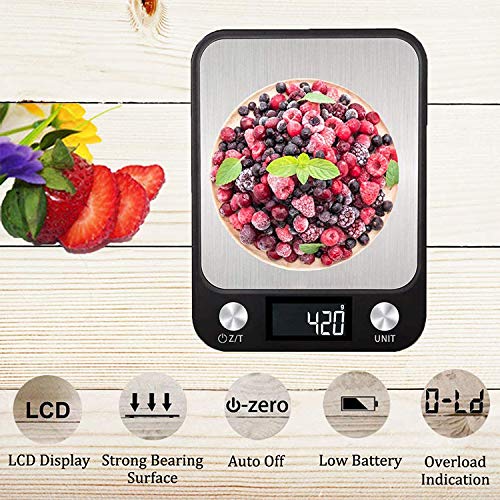 GPISEN Báscula Digitales de Precisión,15kg 8.9 * 6.5 Inch Balanzas de Portátiles,Báscula de Joyería,con Pantalla LCD y 7 Unidades,Plataforma de Acero Inoxidable, Tara, para Cocinar, Café -15kg x 1g