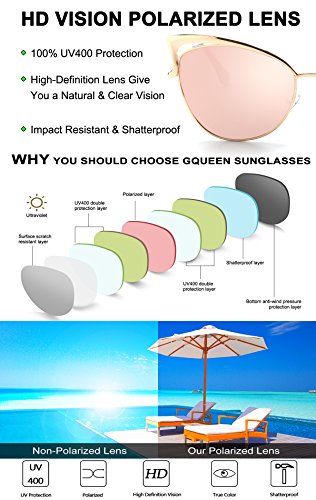 GQUEEN Ojos De Gato Espejo Gafas de Sol MT3 para Mujer B Dorado Dorado Grande