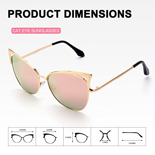 GQUEEN Ojos De Gato Espejo Gafas de Sol MT3 para Mujer B Dorado Dorado Grande