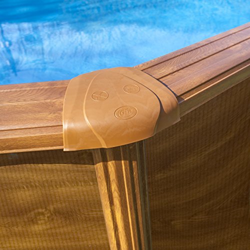 Gre KITPROV738WO Mauritius - Piscina Elevada Ovalada, Aspecto Madera, 730 x 375 x 132 cm