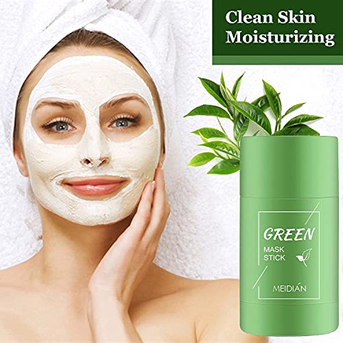 Green Mask Stick, Green Tea Cleansing Mask, Mascarilla de Limpieza Profunda, Controla el Aceite, Elimina los Puntos Negros, Apto Para Mujeres y Hombres de Todo Tipo de Piel