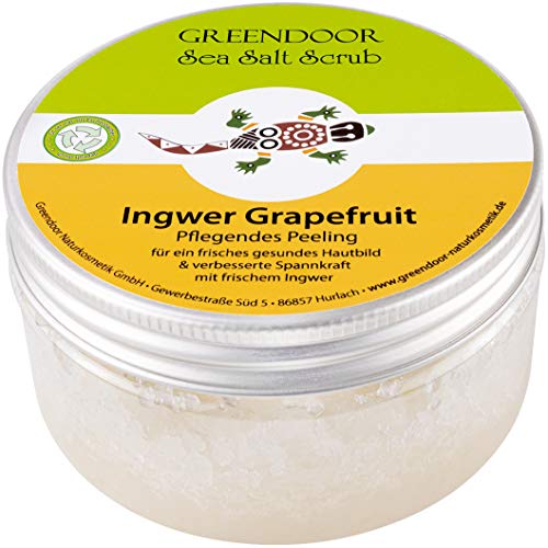 Greendoor Sal Del Mar Scrub Ginger Pomelo, Sal marina Peeling sin Plástico, 280g, sin Conservantes