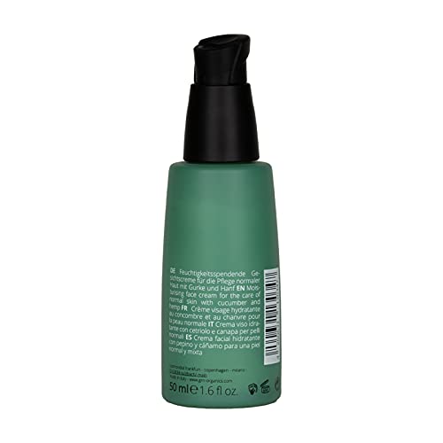 Grn shades of nature 30347 crema facial cosmética orgánica cuidado hidratante - cáñamo orgánico y pepino orgánico - para todo tipo de pieles - refrescante - vegano - 50 ml