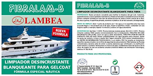 GRUPO LAMBEA FIBRALAM, 2 en 1 Limpiador/Blanqueador para Fibra de Vidrio y Gelcoat- Cascos de Barcos - 1000 ML Concentrado - Fórmula Especial Náutica