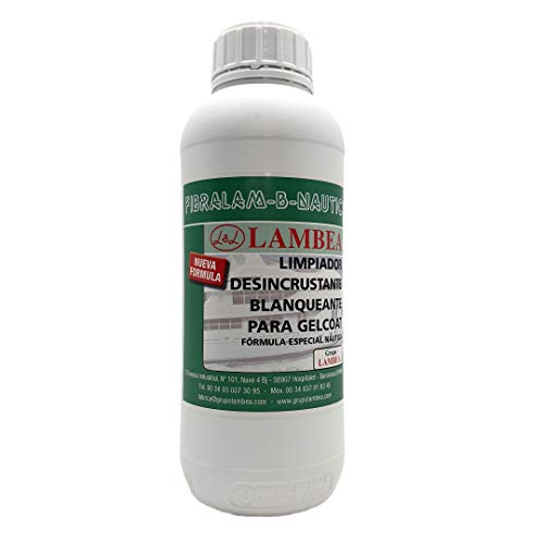 GRUPO LAMBEA FIBRALAM, 2 en 1 Limpiador/Blanqueador para Fibra de Vidrio y Gelcoat- Cascos de Barcos - 1000 ML Concentrado - Fórmula Especial Náutica