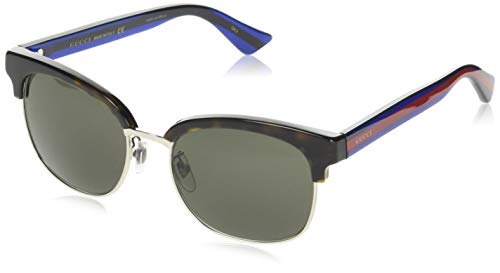 GUCCI GG0056S-004 Gafas de sol, Havana/Plata/Azul/Rojo, 54 Unisex