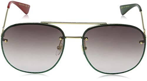 GUCCI GG0227S-001 Gafas de sol, Oro/Brillo Verde, 62 Unisex