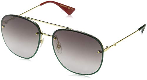 GUCCI GG0227S-001 Gafas de sol, Oro/Brillo Verde, 62 Unisex