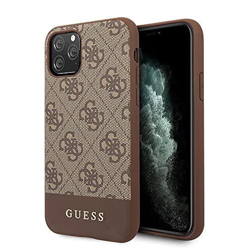Guess Glitter 4G Stripe Collection - Funda para iPhone 11 Pro, Color marrón