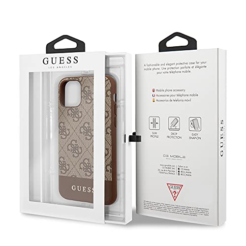 Guess Glitter 4G Stripe Collection - Funda para iPhone 11 Pro MAX, Color Marrón