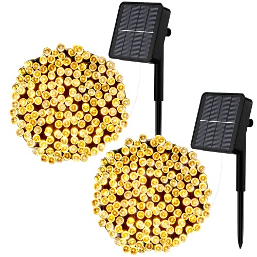 Guirnaldas Luces Exterior Solar, [2 Packs] Litogo Cadena de Luces Solares 8 Modos Guirnaldas Luminosas Solar Impermeable Luces LED Solares para Exteriores Jardines,Fiestas,Bodas,Patio(Blanco Cálido)