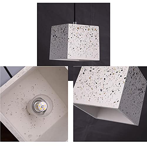 GUOGUOSM Macaron Square Colgante Accesorio De Iluminación LED Moderno Terrazzo Lámpara Colgante Techo Cemento Sombra Luz Colgante Decoración Industrial Candelabro para Comedor Sala De Estar Cafe Club