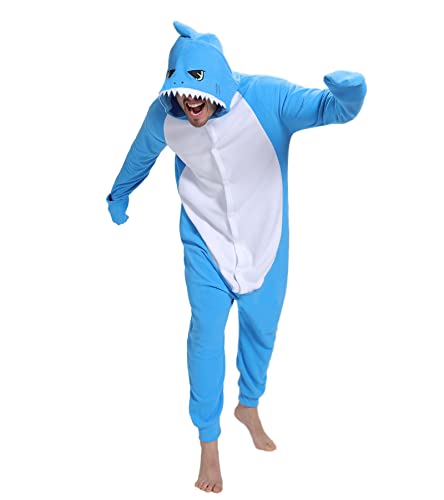 Guturris Pijama Tiburón Adulto Animal Onesie Cosplay Ropa de Dormir One Piece Traje Festival de Carnaval Halloween Disfraces Azul Oscuro M