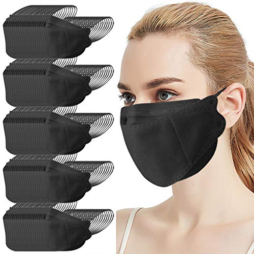 GYZF 50 Unidades De_𝙈𝙖𝙨𝙘𝙖𝙧𝙞𝙡𝙡𝙖𝙨 _Desechable Negro 3D Protección_adultos con Estampado con Estampado De Moda, 4 capas flores Tipo_de_pez_para_Adultos Son Adecuadas para Cenas Al Aire Libre