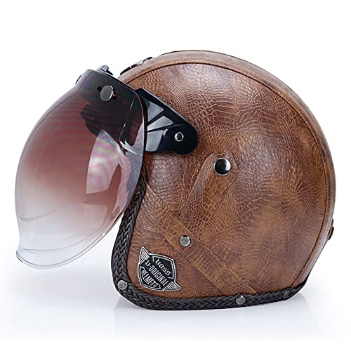 Half-Helmet Cascos Abiertos Casco de Motocicleta Retro Medio Casco Cruiser Chopper Scooter Piloto Jet Casco 3/4 Adulto Four Seasons Safety Collision Cap ECE/Dot Certificación B,XXL=61~62cm