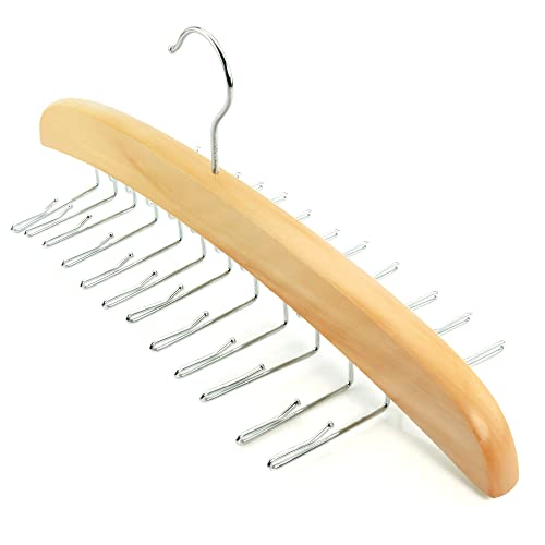 Hangerworld Percha Corbatero 24 Corbatas Madera Premium Ahorra Espacio Ganchos de Metal Organizador